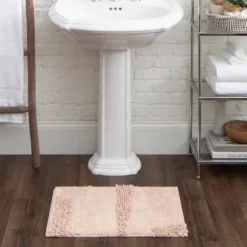 Kirkland's Home Petal Blush Asymmetrical Cotton Bath Mat, 60 In.- Bathroom Rugs