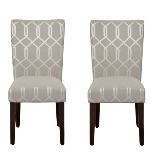 Kirkland's Home Pewter Lattice Parsons Chairs, Set Of 2- Dining Chairs
