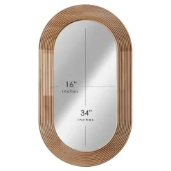 Kirkland's Home Pill Capsule Oval Shaped Wood Wall Mirror- Decorative Mirrors