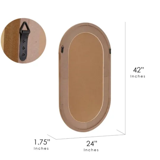 Kirkland's Home Pill Capsule Oval Shaped Wood Wall Mirror- Decorative Mirrors