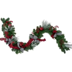 Kirkland's Home Pinecone, Plaid, & Houndstooth Christmas Garland- Arrangements & Greenery