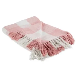 Kirkland's Home Pink And White Buffalo Check Throw- Blankets & Throws