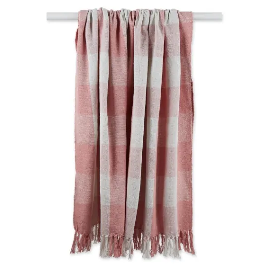 Kirkland's Home Pink And White Buffalo Check Throw- Blankets & Throws