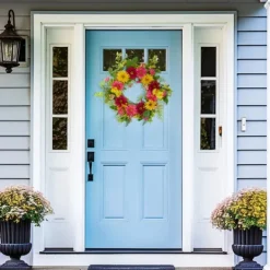 Kirkland's Home Pink And Yellow Chrysanthemum And Daisy Wreath- Wreaths