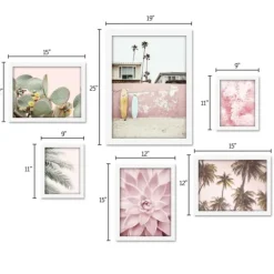 Kirkland's Home Pink Beach Photography Framed Art Prints, Set Of 6- Framed Art