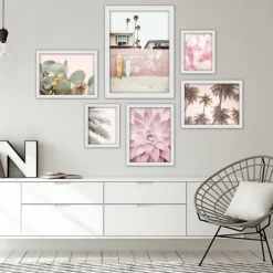Kirkland's Home Pink Beach Photography Framed Art Prints, Set Of 6- Framed Art
