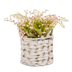 Kirkland's Home Pink Lily Of The Valley Arrangement In Basket- Arrangements & Greenery
