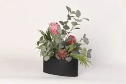Kirkland's Home Pink Protea And Eucalyptus Arrangement In Planter- Arrangements & Greenery