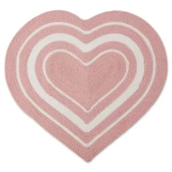 Kirkland's Home Pink Striped Heart Pet Bowl Mat- Kitchen & Floor Mats