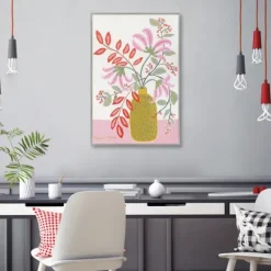 Kirkland's Home Pink Table Framed Canvas Art Print- Framed Art