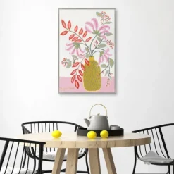 Kirkland's Home Pink Table Framed Canvas Art Print- Framed Art