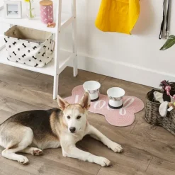 Kirkland's Home Pink Woof Bone Pet Bowl Mat- Kitchen & Floor Mats