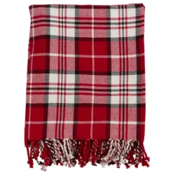 Kirkland's Home Plaid Cotton Throw With Tassels- Blankets & Throws