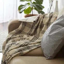 Kirkland's Home Plaid Fringe Throw- Blankets & Throws