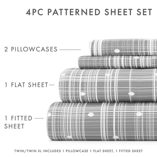 Kirkland's Home Plaid Polka Dot 3-Pc. Twin Sheet Set- Bed Sheets