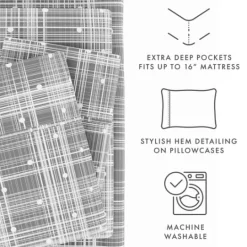 Kirkland's Home Plaid Polka Dot 3-Pc. Twin Sheet Set- Bed Sheets
