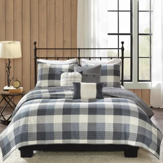Kirkland's Home Plaid Reversible 6-Pc. Full/Queen Coverlet Set- Bedspreads & Coverlets