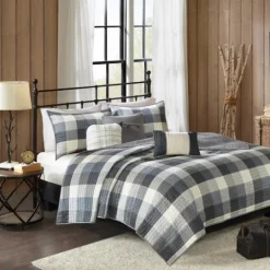 Kirkland's Home Plaid Reversible 6-Pc. Full/Queen Coverlet Set- Bedspreads & Coverlets