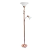 Kirkland's Home Polished Rose Gold And White Reading Arm Torchiere- Floor Lamps