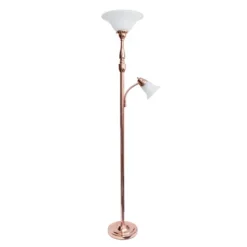 Kirkland's Home Polished Rose Gold And White Reading Arm Torchiere- Floor Lamps
