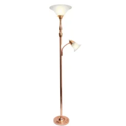 Kirkland's Home Polished Rose Gold And White Reading Arm Torchiere- Floor Lamps