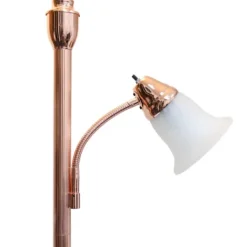 Kirkland's Home Polished Rose Gold And White Reading Arm Torchiere- Floor Lamps