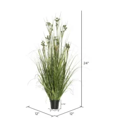 Kirkland's Home Potted Grass With Pomp Balls- Arrangements & Greenery