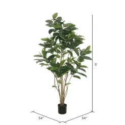 Kirkland's Home Potted Green Rubber Tree, 5 Ft.- Trees & Topiaries
