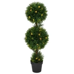 Kirkland's Home Pre-Lit Double Ball Cedar Potted Topiary- Trees & Topiaries