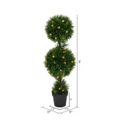 Kirkland's Home Pre-Lit Double Ball Cedar Potted Topiary- Trees & Topiaries