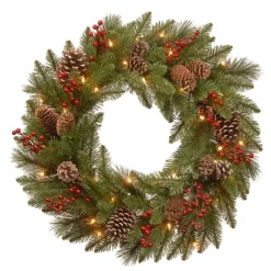 Kirkland's Home Pre-Lit Pine Cone Bristle Berry Christmas Wreath- Wreaths
