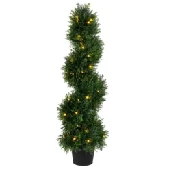 Kirkland's Home Pre-Lit Potted Spiral Pond Cypress Topiary, 3 Ft.- Trees & Topiaries