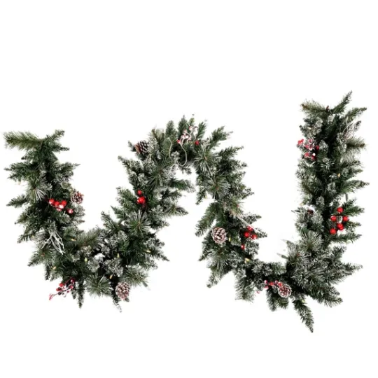 Kirkland's Home Pre-Lit Snow Tipped Berry And Pinecone Garland- Arrangements & Greenery