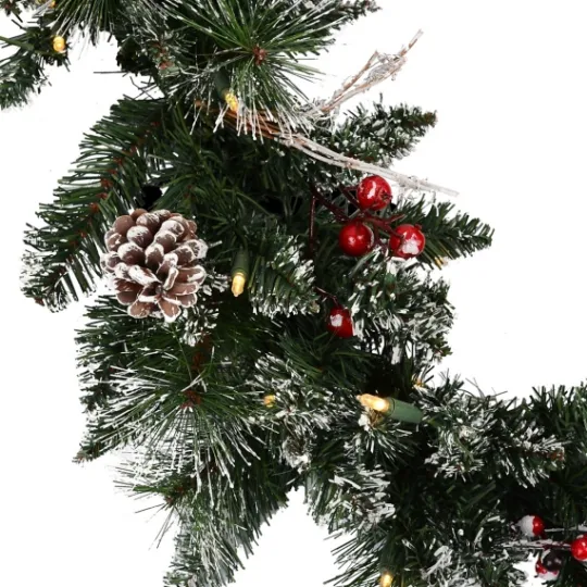 Kirkland's Home Pre-Lit Snow Tipped Berry And Pinecone Garland- Arrangements & Greenery