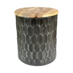 Kirkland's Home Pressed Metal Drum Storage Accent Table- Accent & End Tables