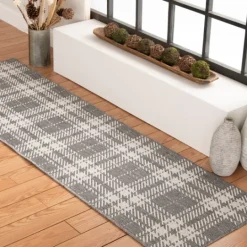 Kirkland's Home Priya Plaid Indoor/Outdoor Area Rug, 2X7- Outdoor Rugs