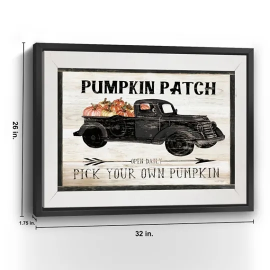 Kirkland's Home Pumpkin Patch Black Truck Giclee Canvas Art Print- Wall Quotes & Signs