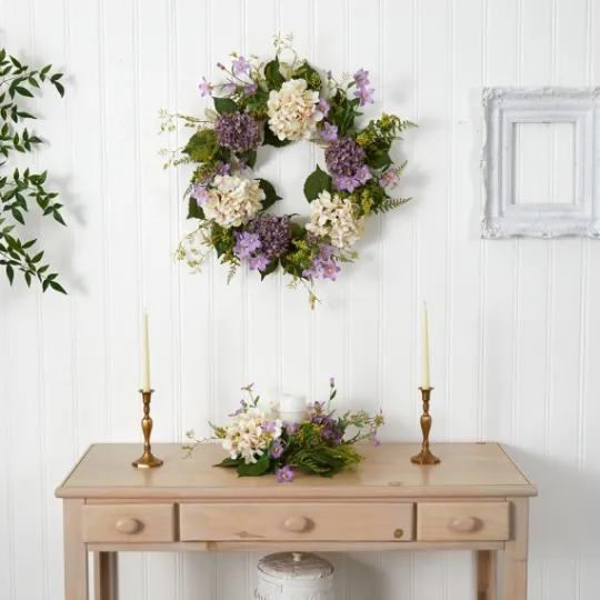 Kirkland's Home Purple And White Hydrangea Wreath- Wreaths