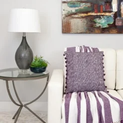 Kirkland's Home Purple Chalet Striped Fringe Throw- Blankets & Throws