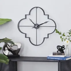 Kirkland's Home Quatrefoil Iron Cut-Out Wall Clock- Clocks