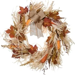 Kirkland's Home Raffia Corn Husk Maple Harvest Wreath- Wreaths