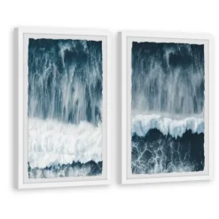 Kirkland's Home Raging Waves Diptych 2-Pc. Framed Wall Art Set- Framed Art