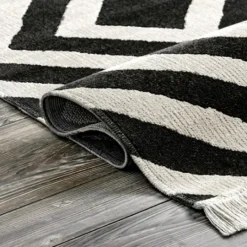 Kirkland's Home Rain Diamond Fringe Indoor/Outdoor Area Rug, 5X8- Outdoor Rugs
