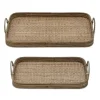 Kirkland's Home Rattan And Wood Decorative Trays, Set Of 2- Decorative Trays
