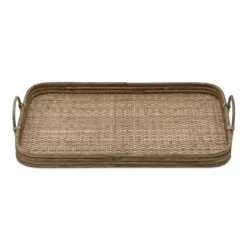 Kirkland's Home Rattan And Wood Decorative Trays, Set Of 2- Decorative Trays