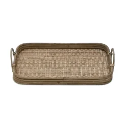 Kirkland's Home Rattan And Wood Decorative Trays, Set Of 2- Decorative Trays