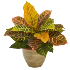 Kirkland's Home Real Touch Potted Garden Croton Plant- Trees & Topiaries