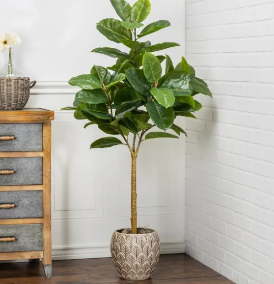 Kirkland's Home Real Touch Rubber Tree In Black Pot, 4 Ft.- Trees & Topiaries