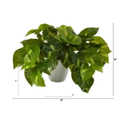 Kirkland's Home Real Touch Variegated Pothos In White Planter- Arrangements & Greenery
