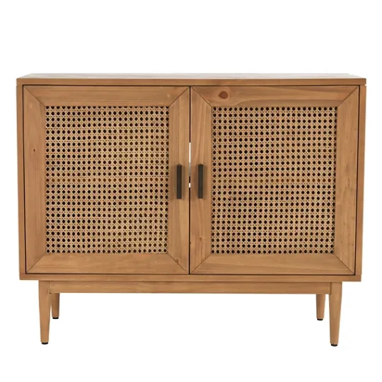 Kirkland's Home Reclaimed Pine And Woven Cane Cabinet- Cabinets & Sideboards